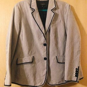 Talbots Blue Seersucker Blazer with Navy Trip